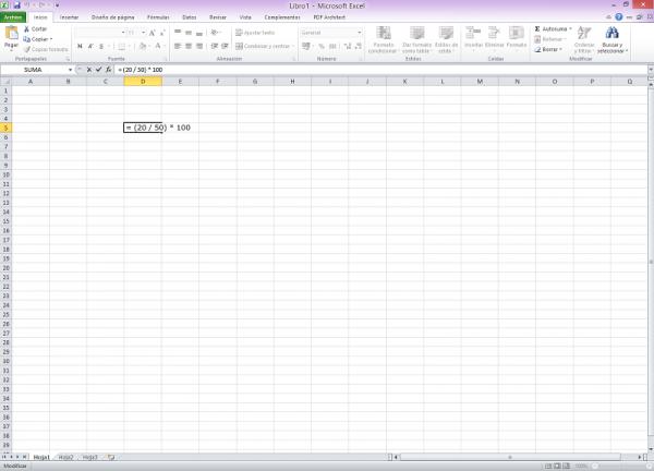 Como sacar el porcentaje en excel formula