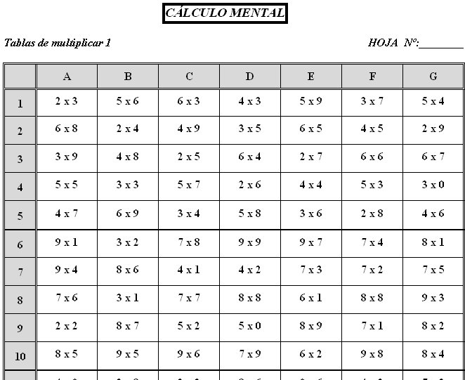 Calculo mental 3 primaria