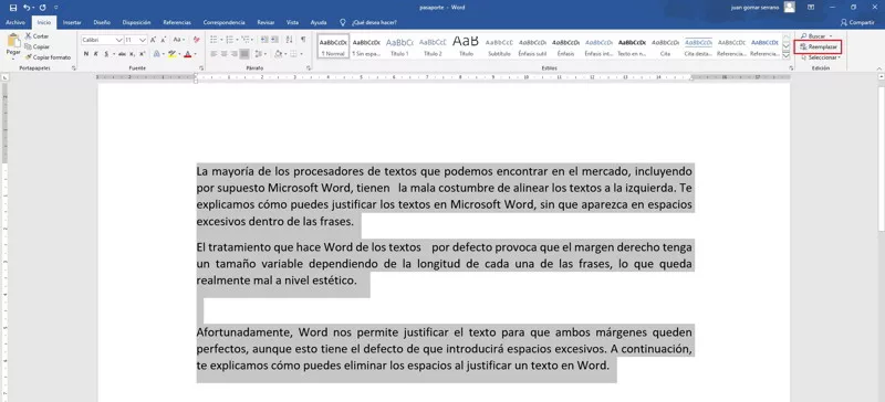 Como alinear un texto en word