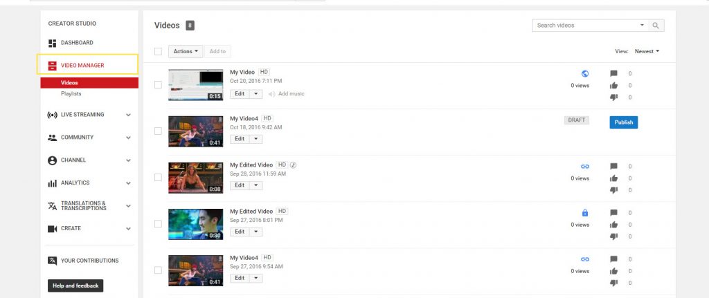 Eliminar videos de youtube