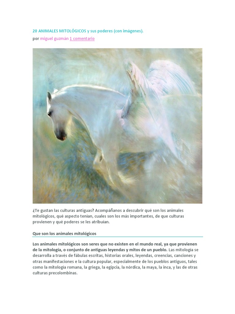 Nombres de animales mitologicos