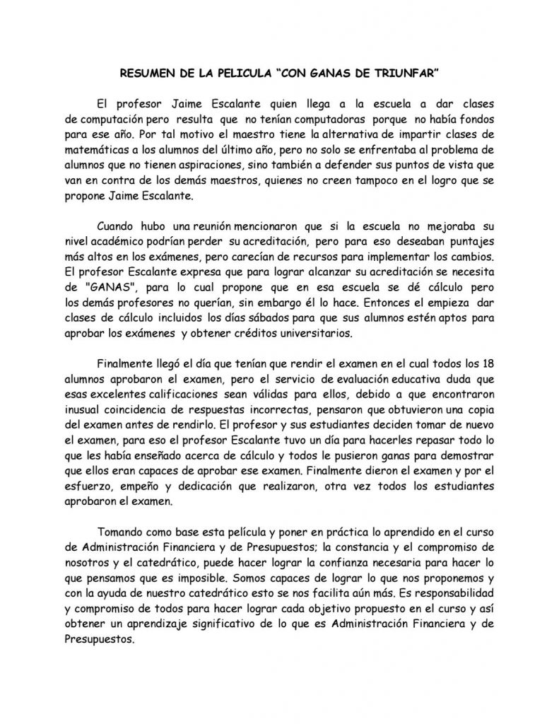 Resumen de la pelicula con ganas de triunfar
