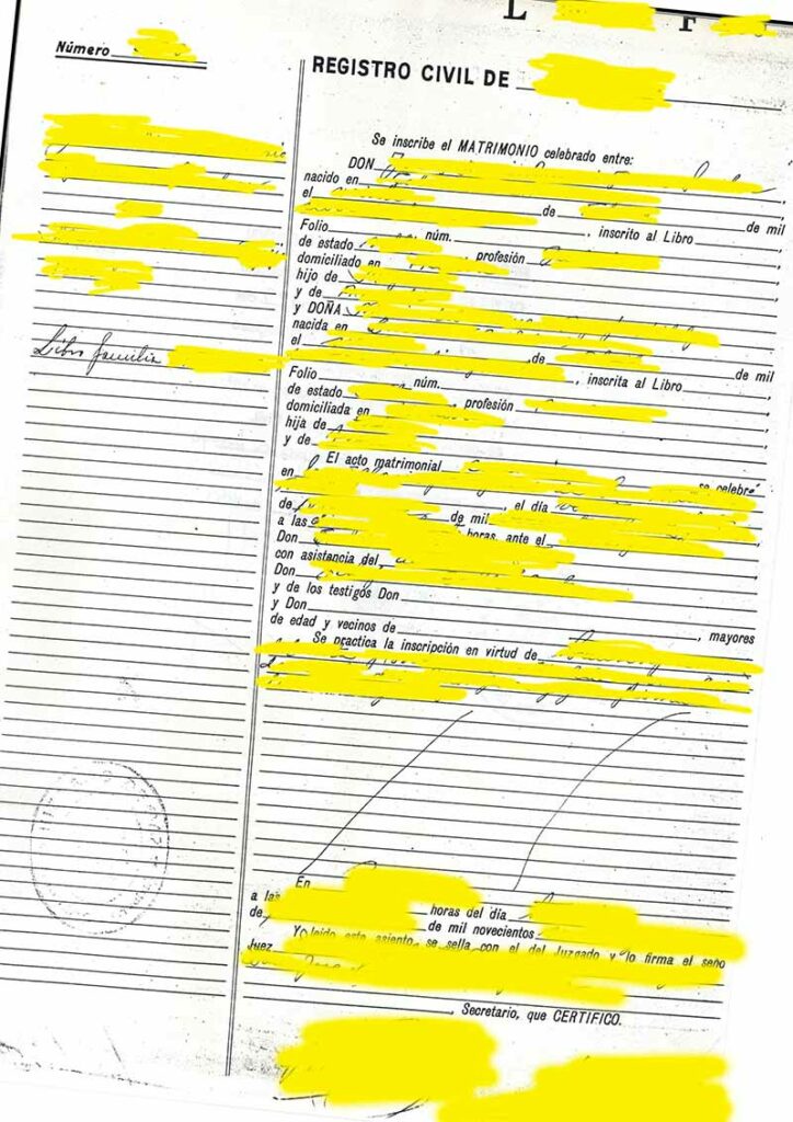 Solicitar certificado de matrimonio
