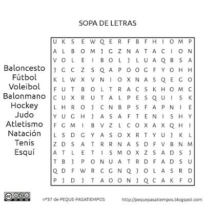 Sopa de letras de educacion fisica