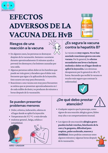 Vacuna hepatitis b efectos secundarios