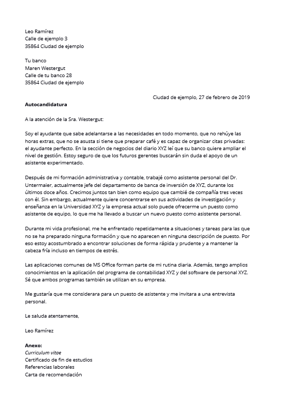 Cartas de autocandidatura