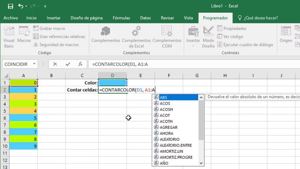 Contar texto en excel