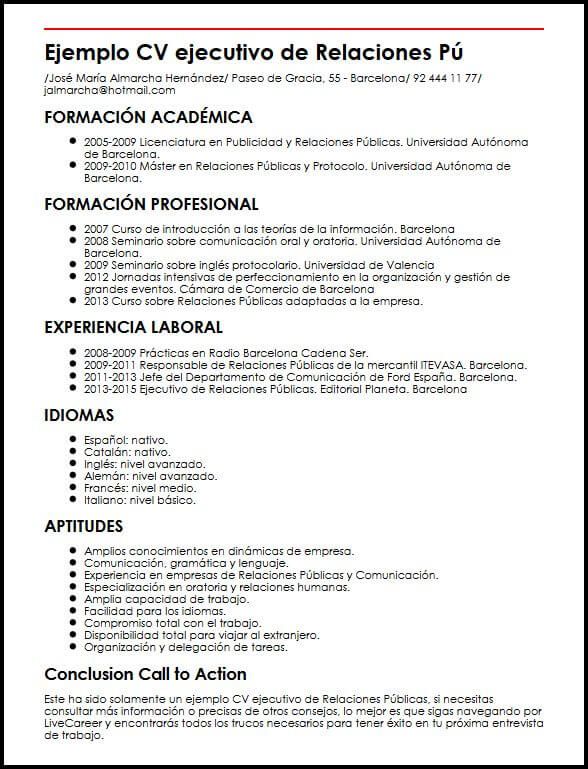 Curriculum practicas en empresa