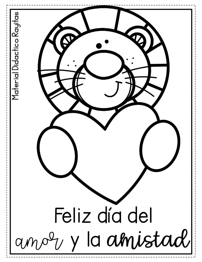Dibujos para colorear del dia del amor y la amistad para niños