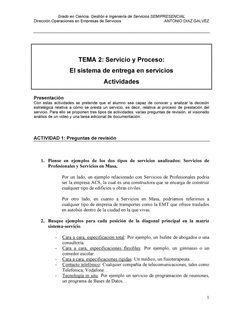 Empresa de servicios ejemplos