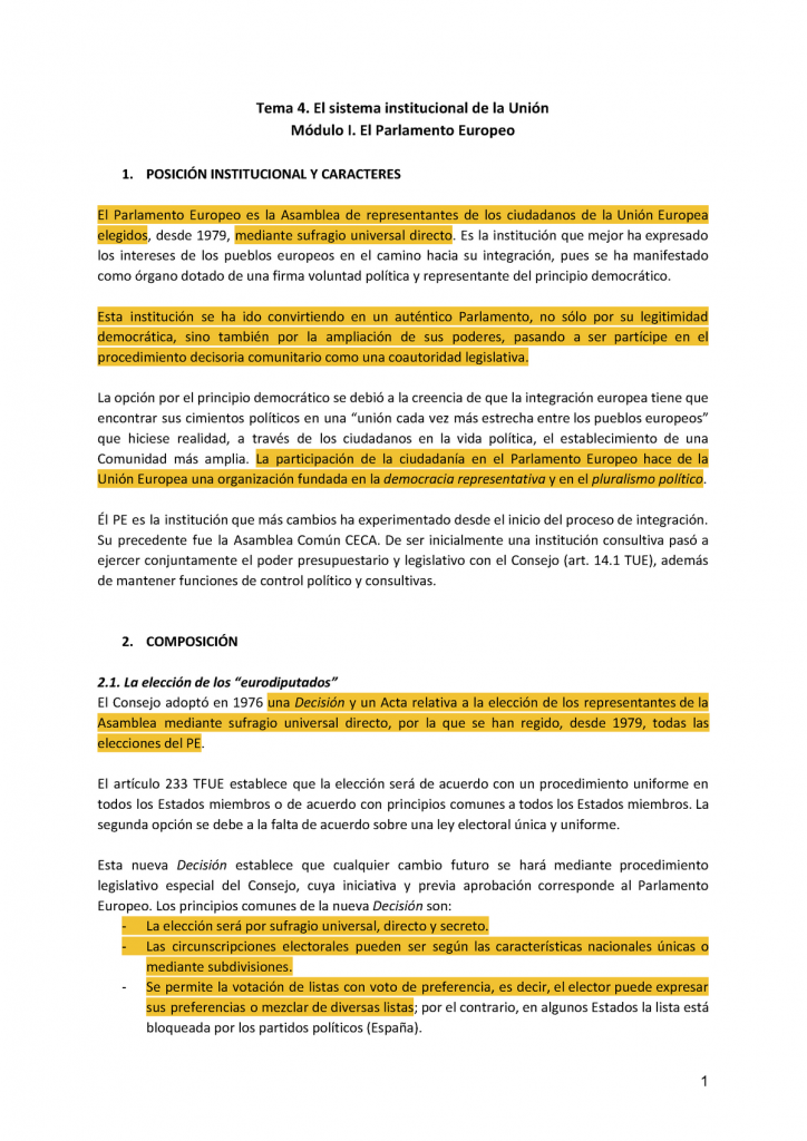 Funciones del parlamento europeo